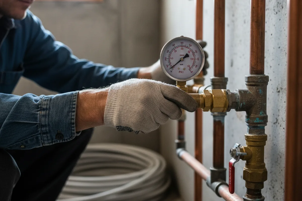 Pressure testing a repaired line during Water Line Repair in Laguna Woods